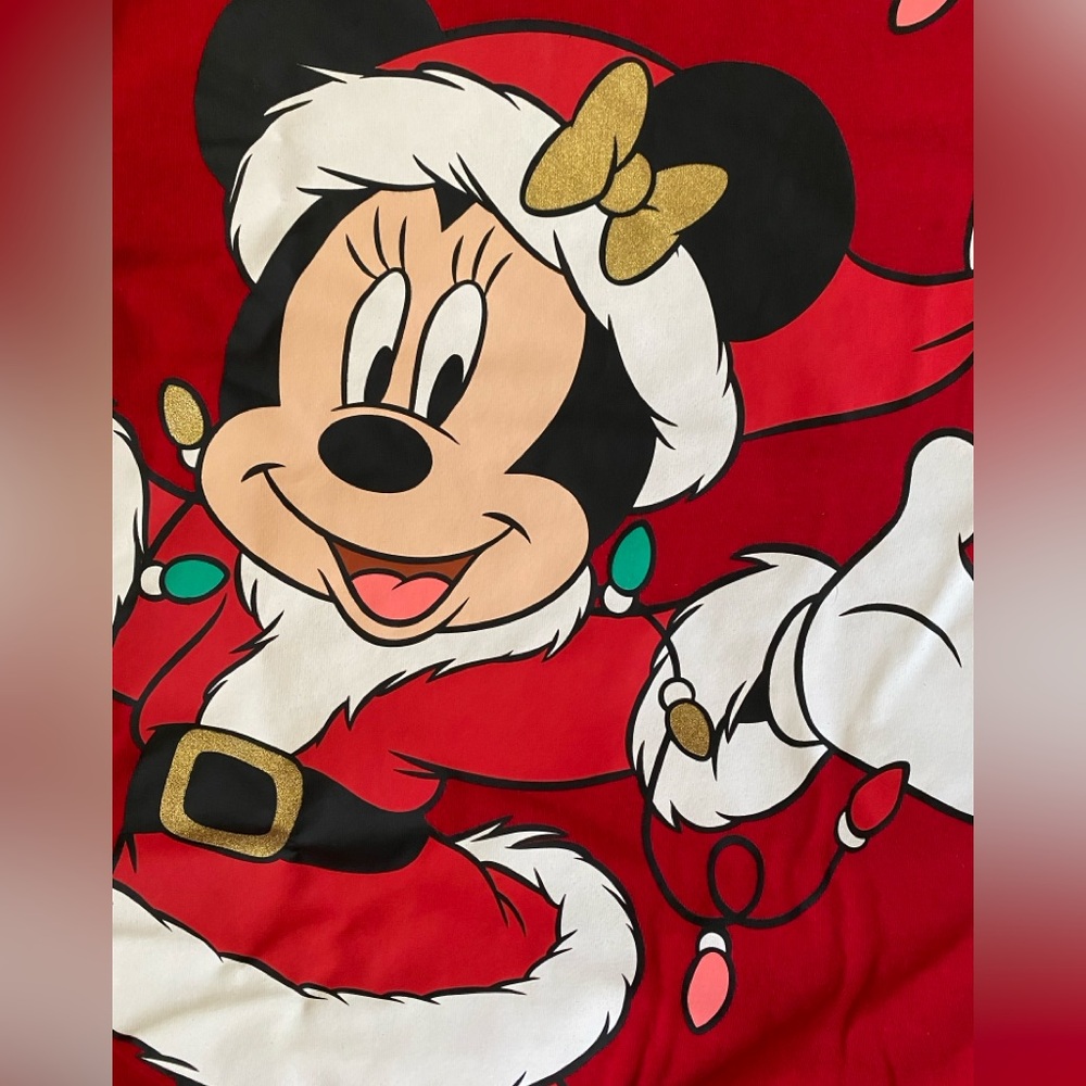SOLD - NWOT Disney Festive Red and Gold Minnie Mouse Crewneck Sweatshirt Youth - Picture 2 of 6